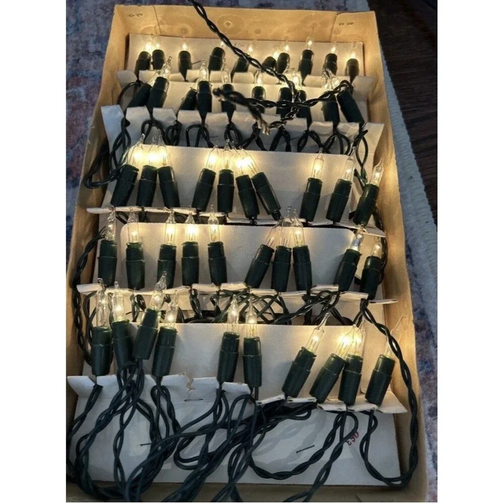 Vintage Christmas Lights Mini Clear Boxed Set - Sterling Lite 50 - Tested